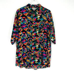 Vtg San Marino Top Mens XL 80s Rainbow Party Festival Hippie Retro Colorful